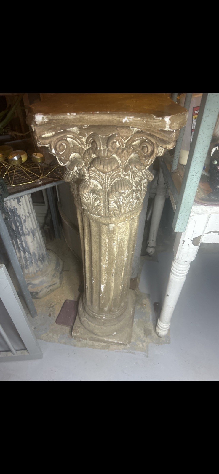 NeoClassical Plaster Column Beige Ornate Architectural Decorative