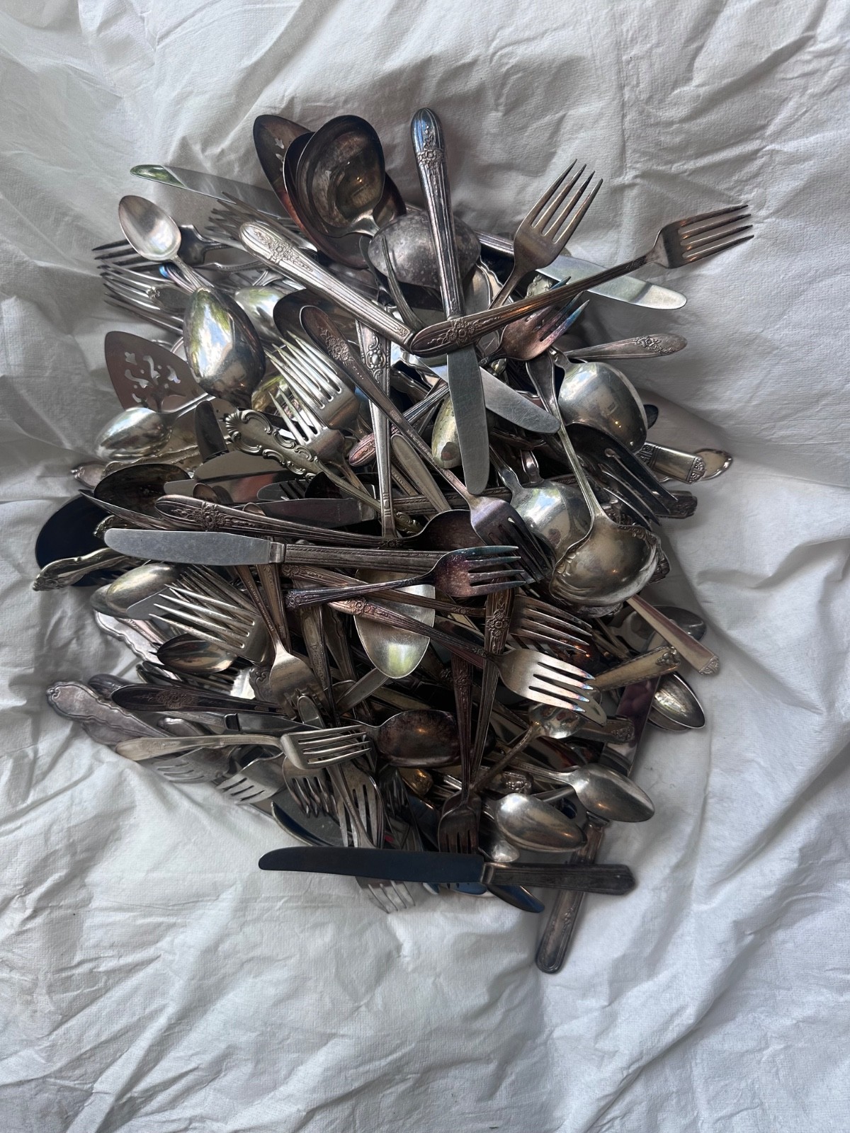 HUGE Scrap Lot Silverplate Forks Spoons Etc Silver Recovery Crafts 25 Lbs