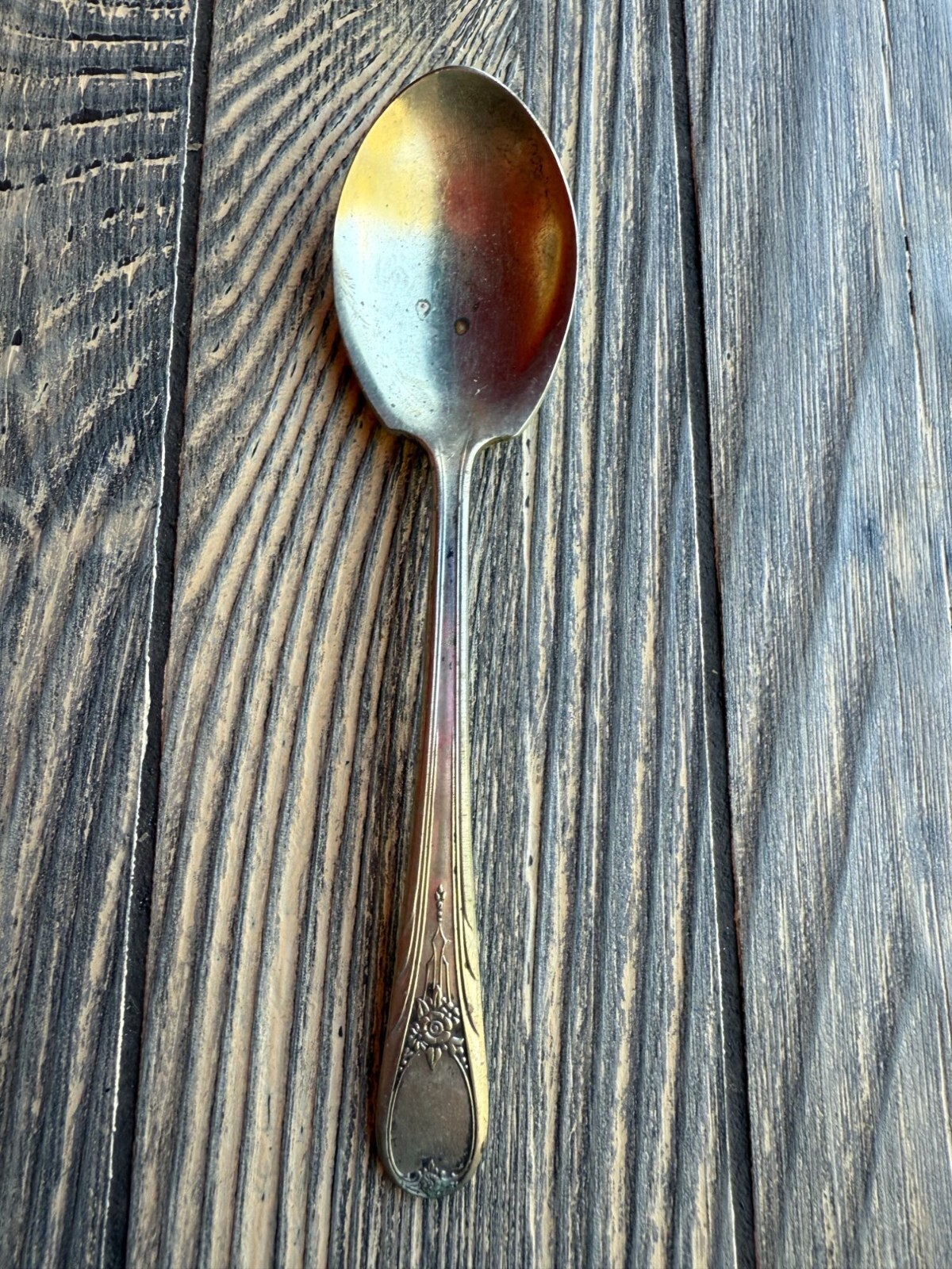 Vintage Newport Silver Plate Teaspoon With Ornate Floral Handle Design