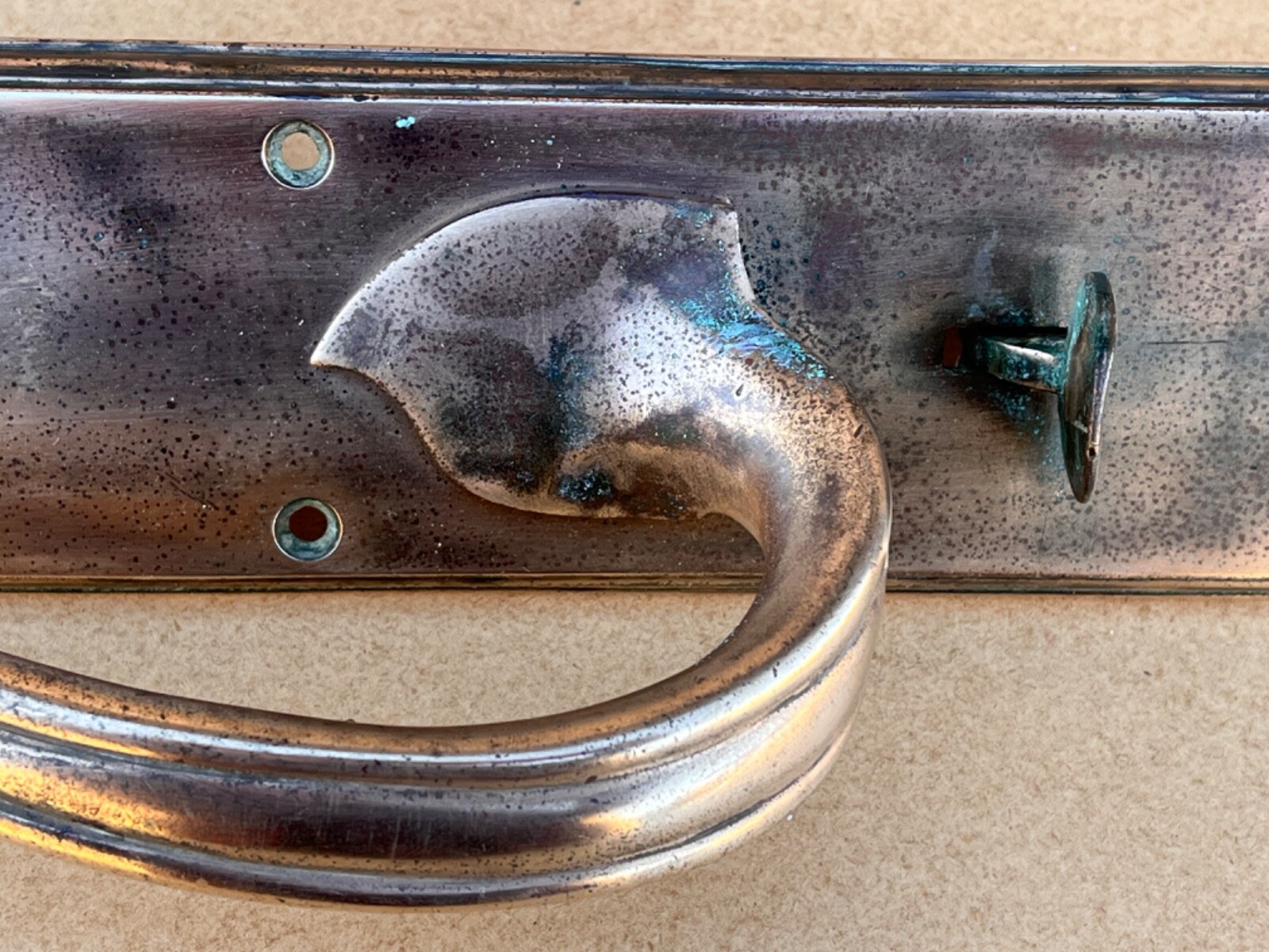Antique CWS COOP Art Nouveau Cast Brass Bronze Pull Door Handle Pub Bar Shop