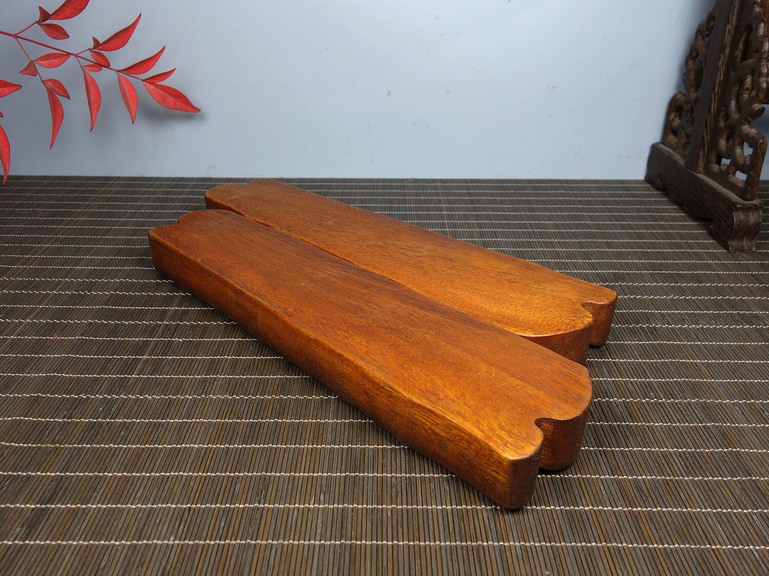 Old Tibetan Rosewood Carving Bamboo Weighing Scale Rising Step By Step Decor