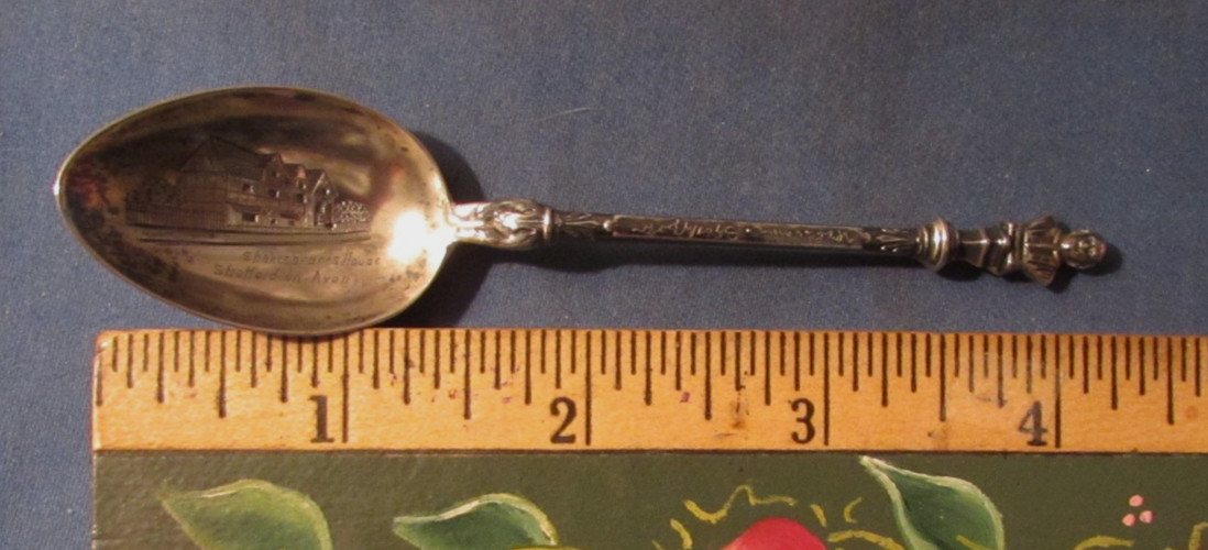 ANTIQUE STERLING SILVER FIGURIAL SOUVENIR SPOON WILLIAM SHAKESPEARE HOUSE