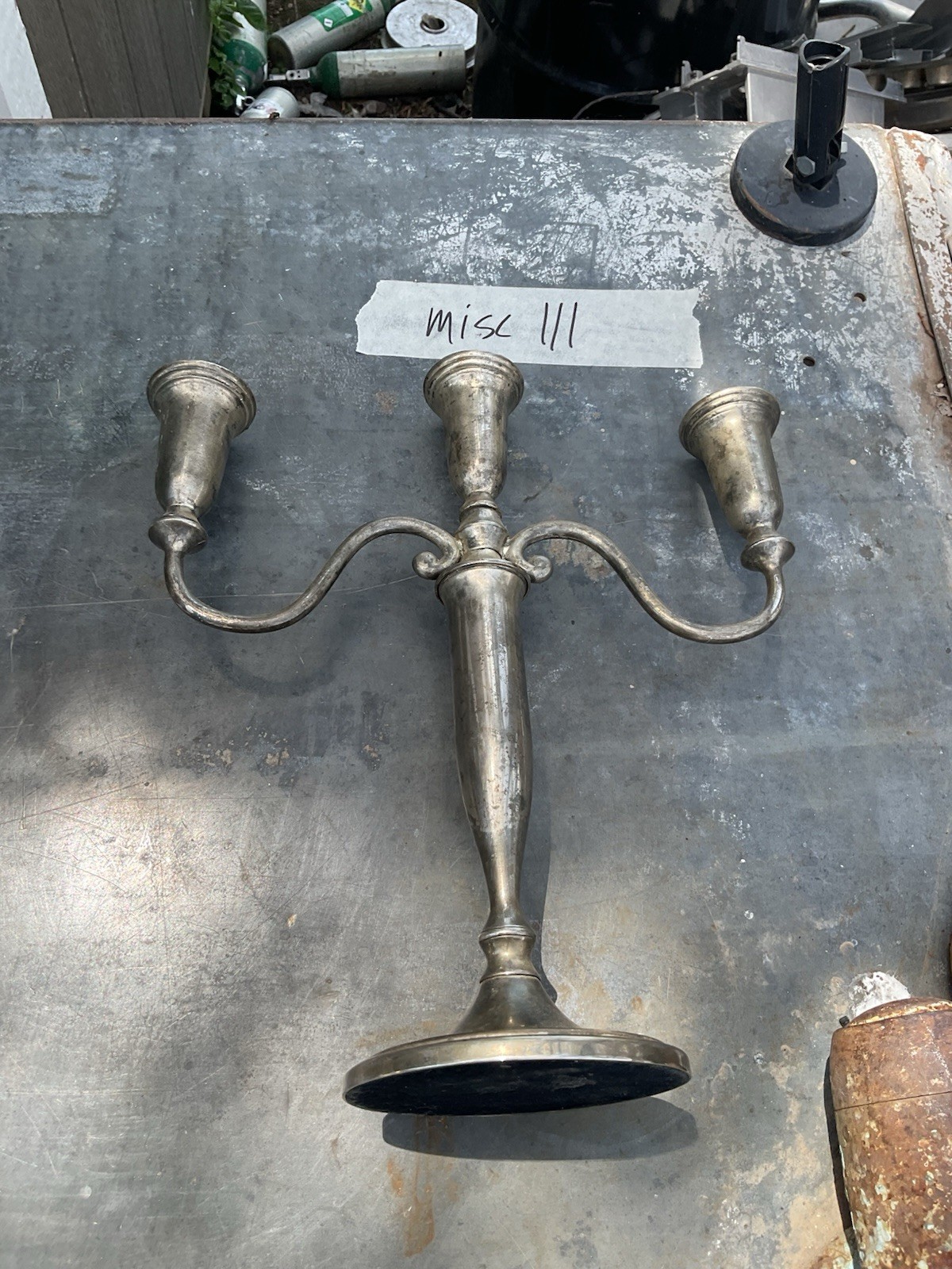 Vintage Godinger Silverplate Candelabra 3 Arm Holders Arms Silver Patina Rustic