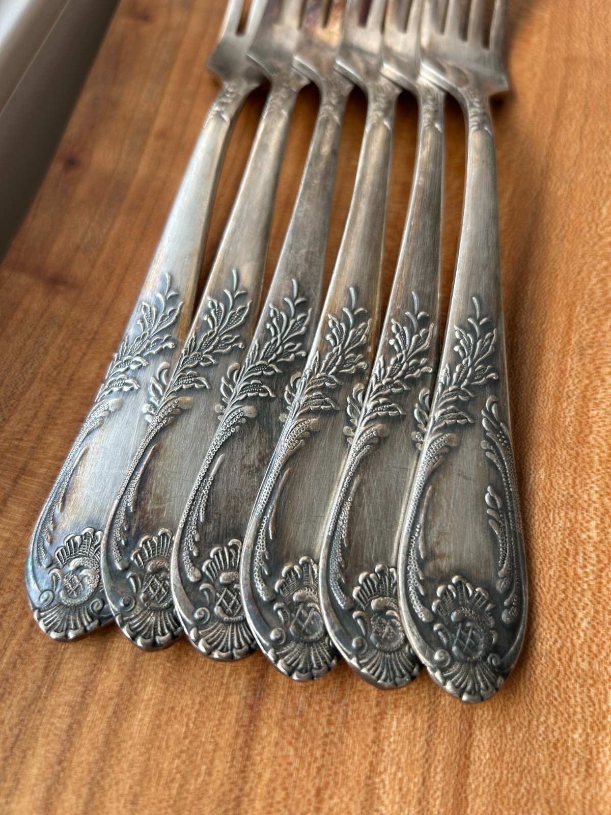 6 pcs Uncirculated Table Forks. Powerful Silvering. Quality Mark. MNC USSR