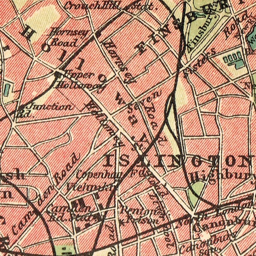 LONDON England Antique 1904 dated map United Kingdom ORIGINAL Great Britain