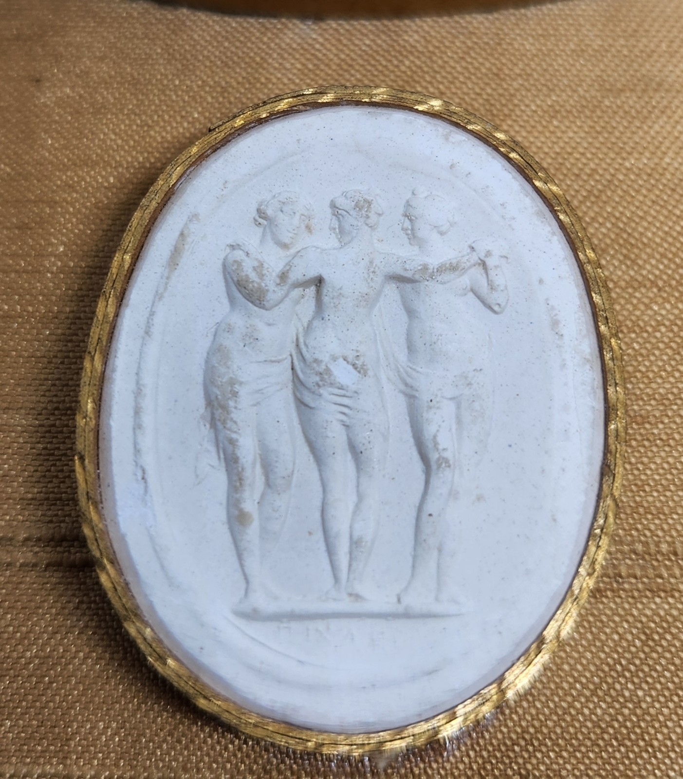 Antique Vintage Framed Grand Tour Plaster Intaglios Cameos Cameo Art Italy