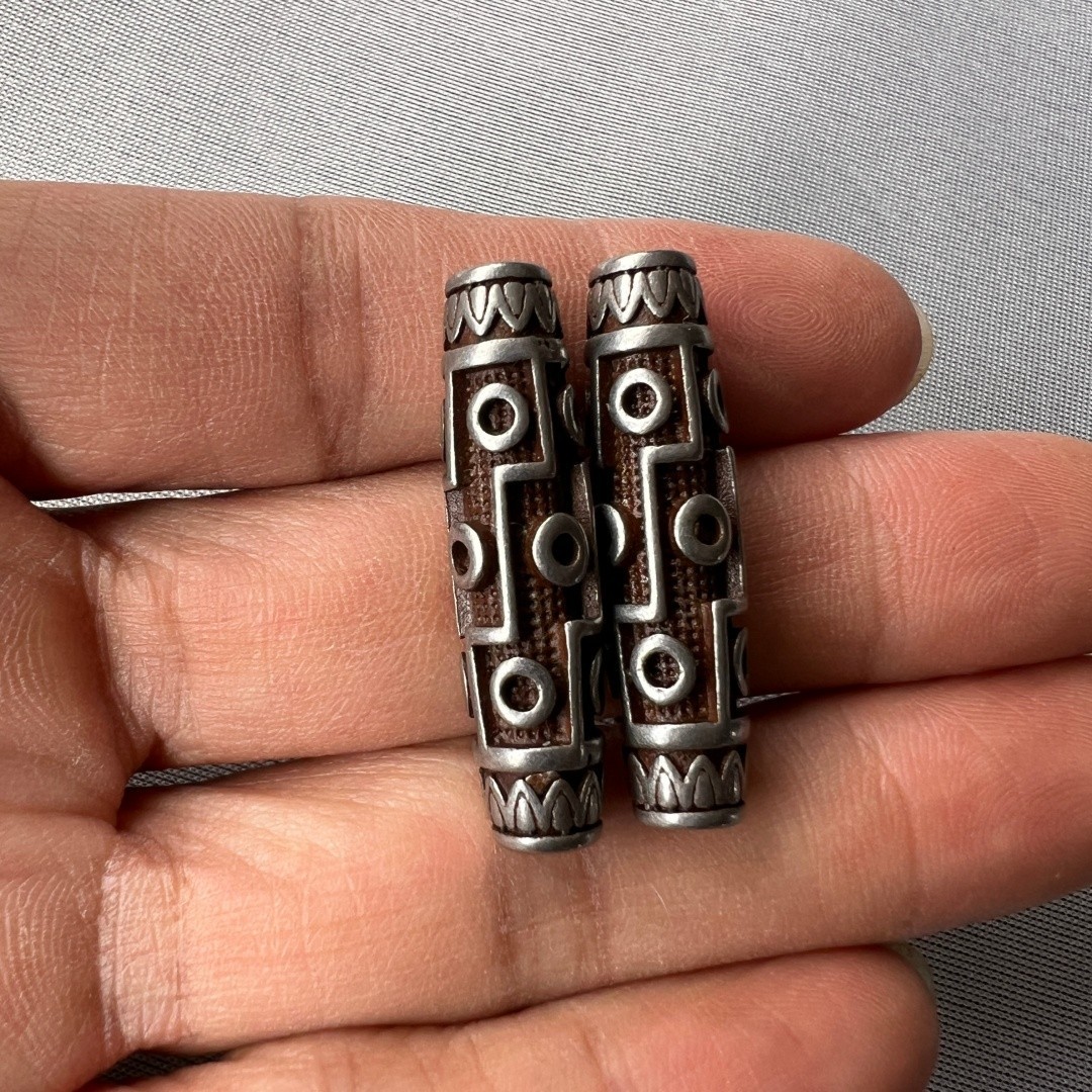 2PCS Chinese Tibetan Buddhist tiantie Nine eyes Dzi bead Pendant amulet