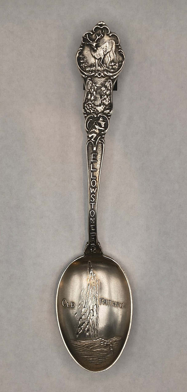 Sterling Silver Souvenir Spoon-Old Faithful | Yellowstone Park