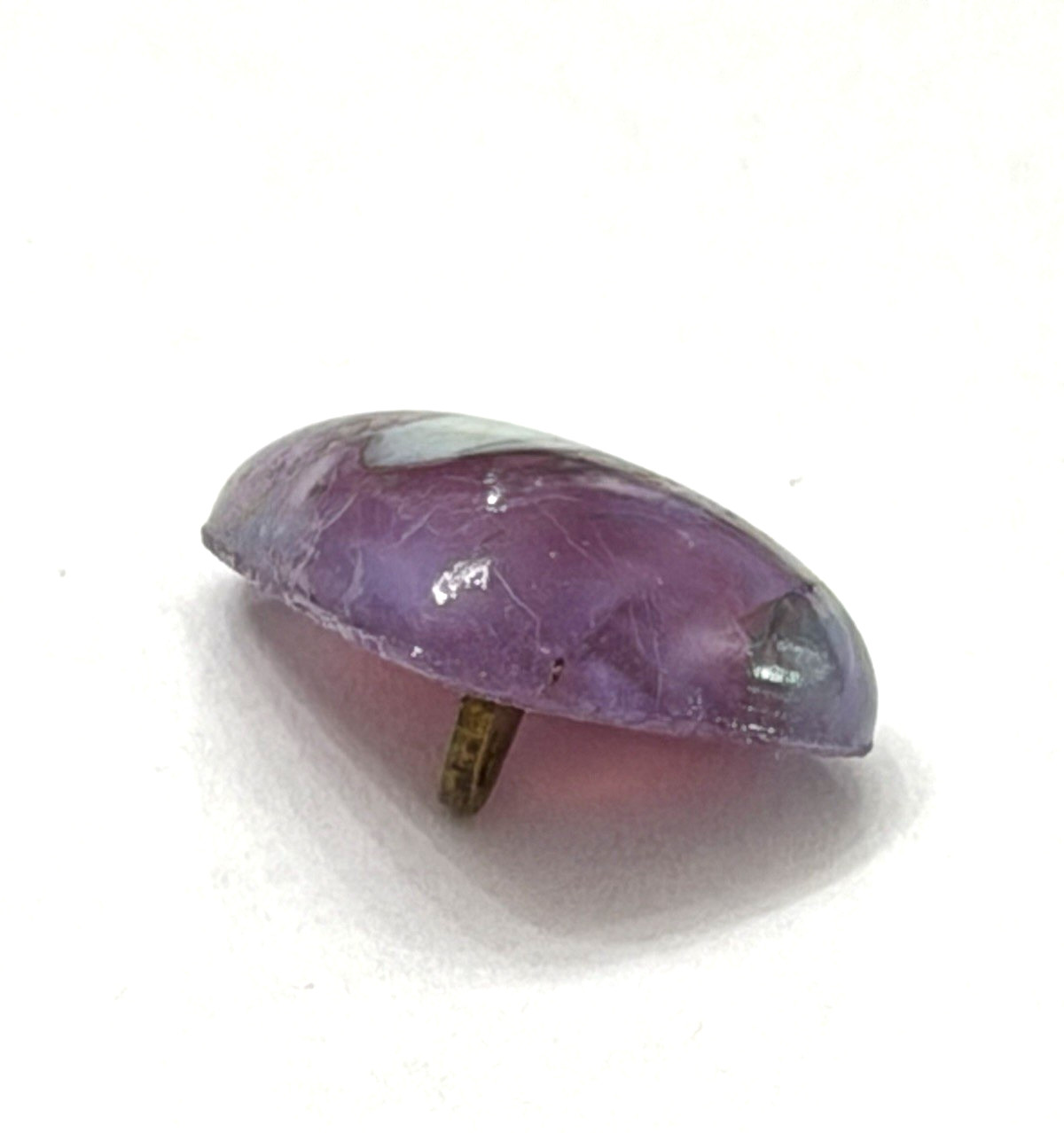 BEAUTIFUL Antique Purple, White & Blue Triangle LEO POPPER Button 5/8″ (A-R3)