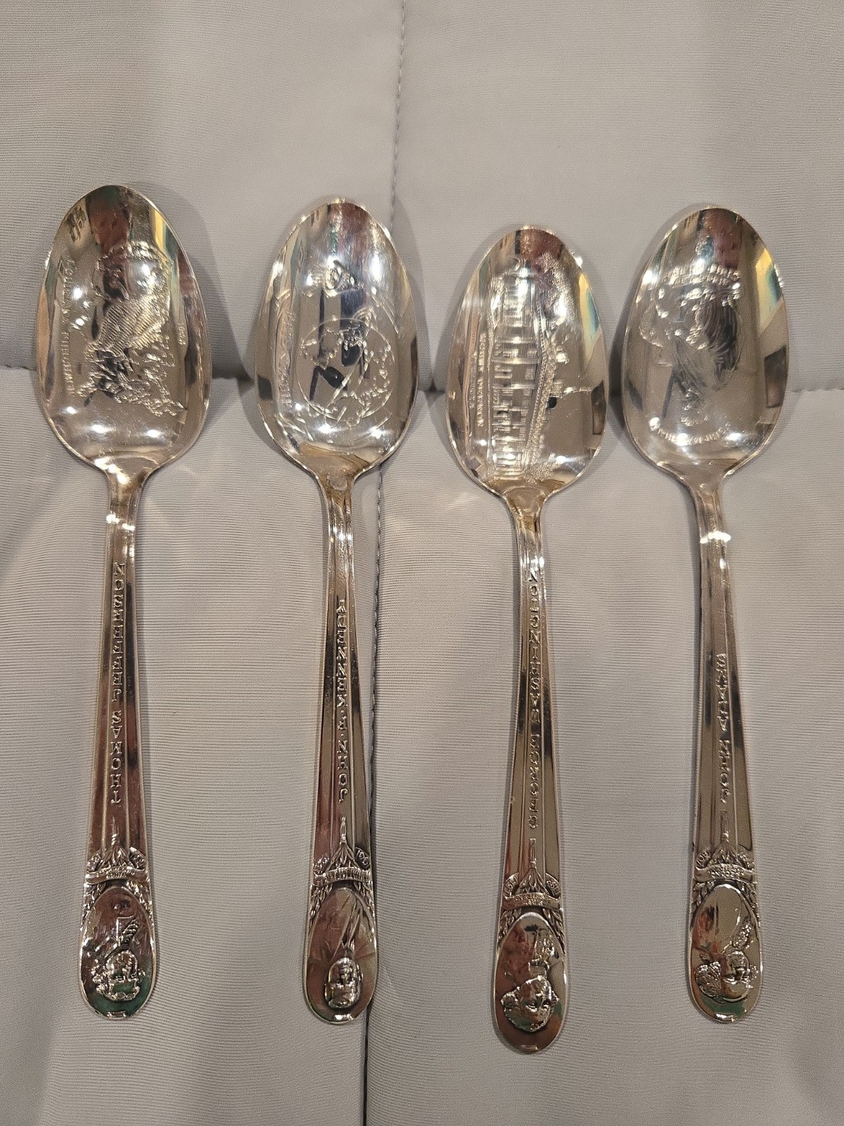Lot Of 4 William Rogers Silver Plated Presidential Collector Spoons 6″