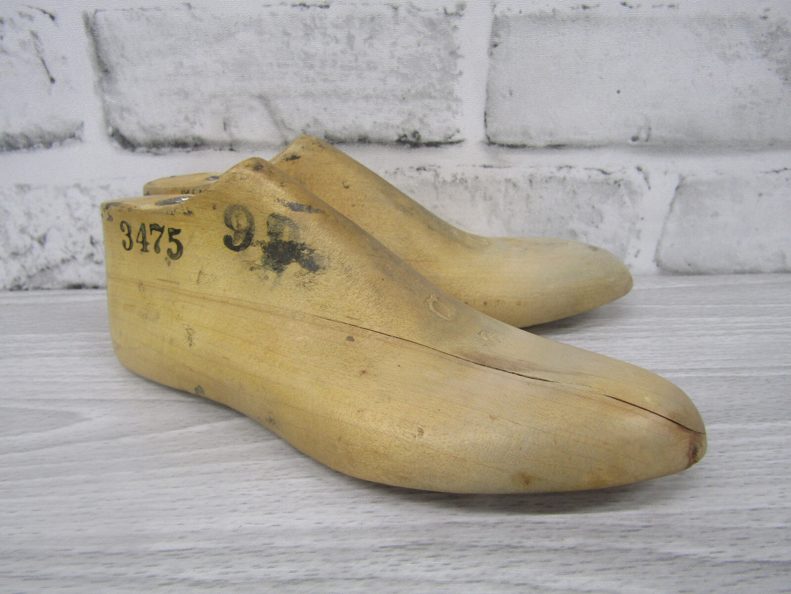 Vtg Childrens Wood Wooden 1 Pair SIZE 9 D Pointed Toe Shoe Lasts Molds Cobbler