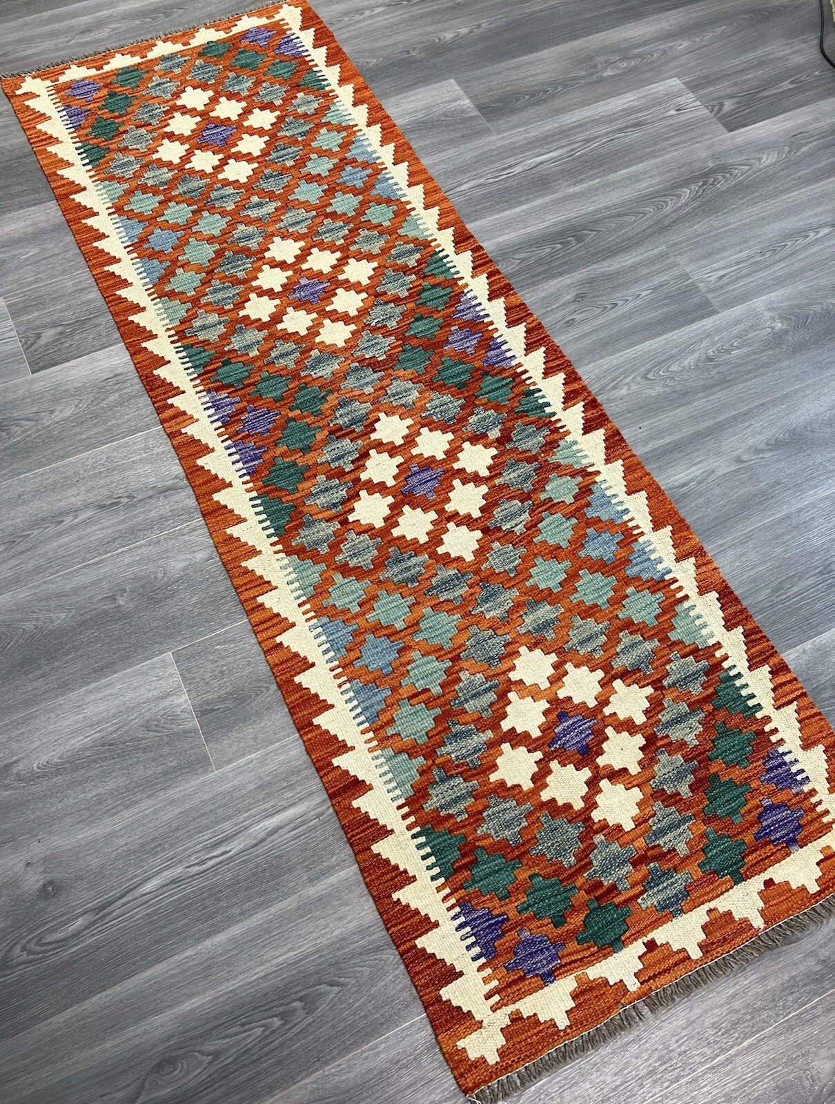 Handmade Kilim Runner wool natural colours Afghan Traditional 192cmx74cm
