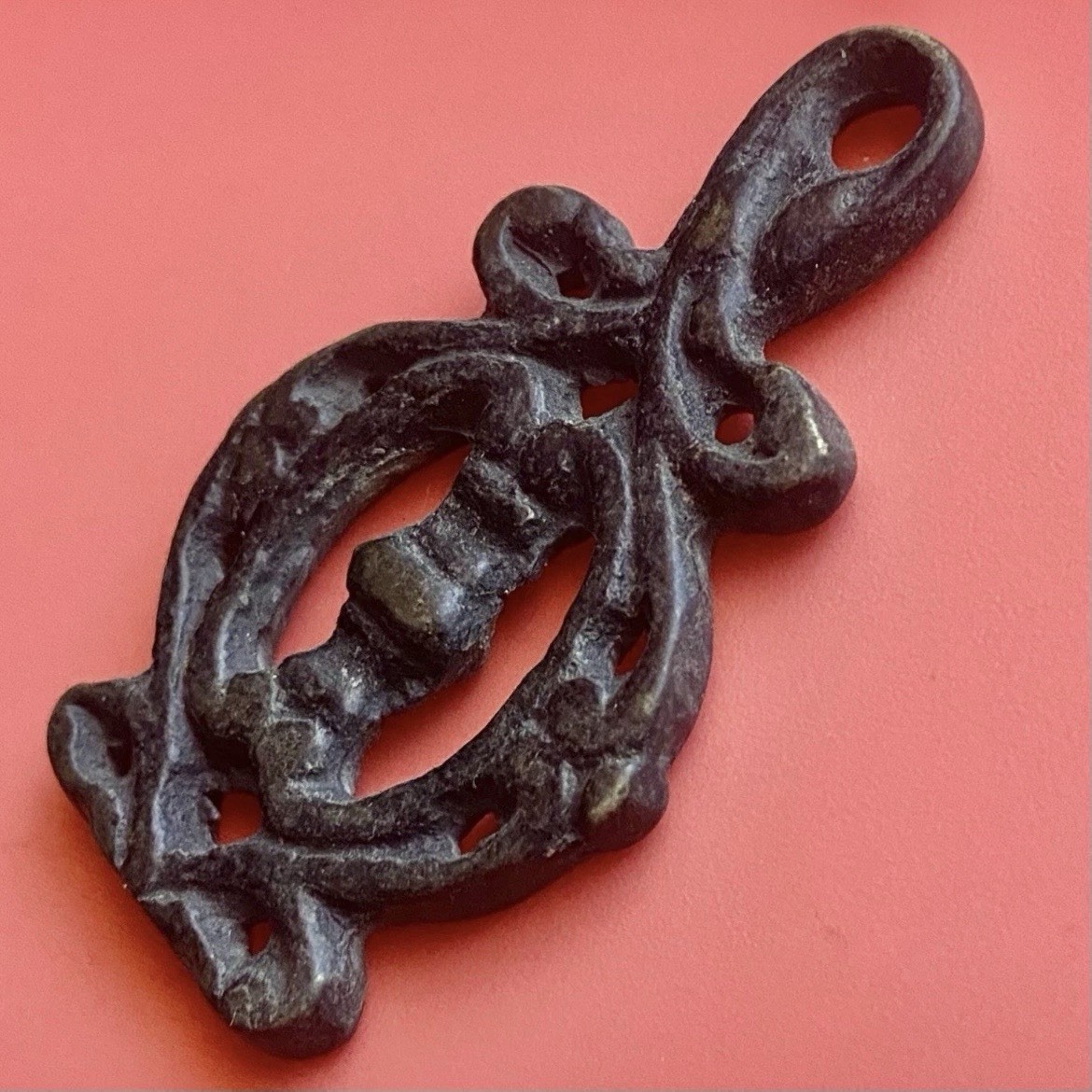 China Amulet Pendant, Old Buddhism Antique, Bronze Piece, Unknown Age.