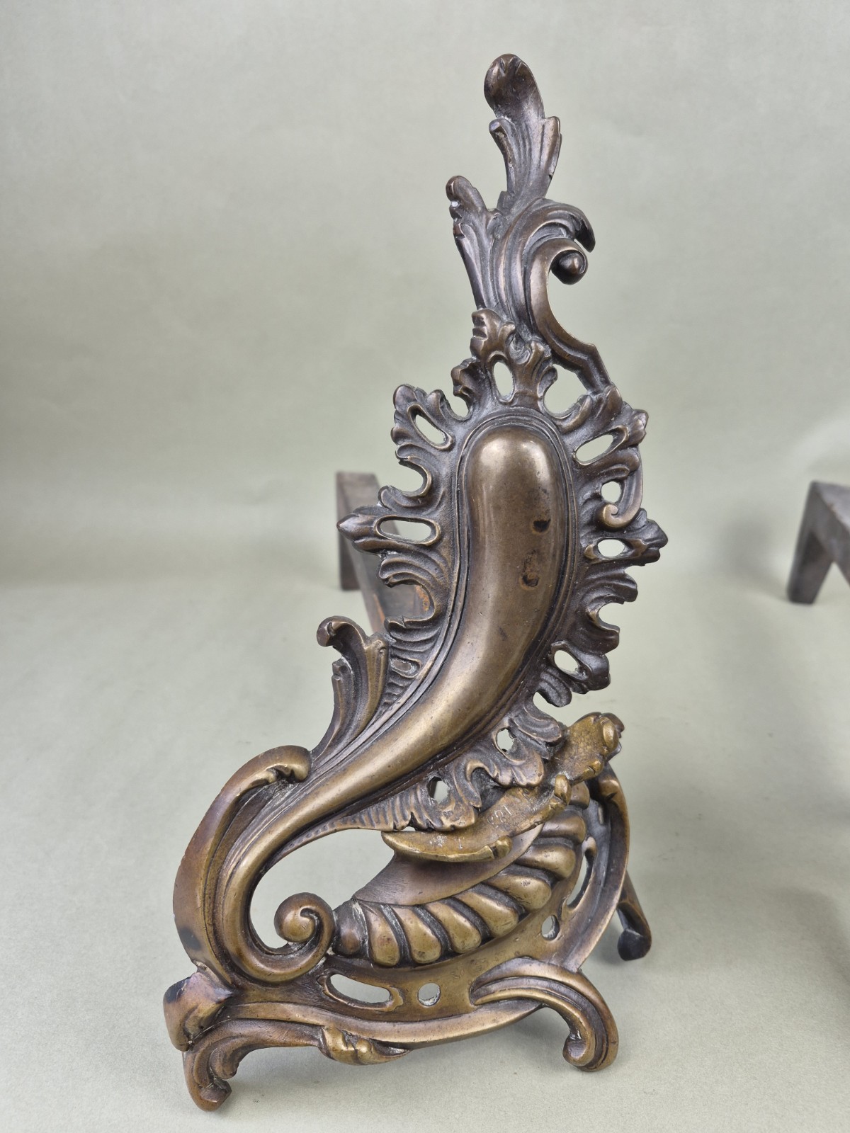 Antique FRENCH ROCOCO BRONZE Fireplace Andirons BAROQUE Fire Dogs Estate Luxury