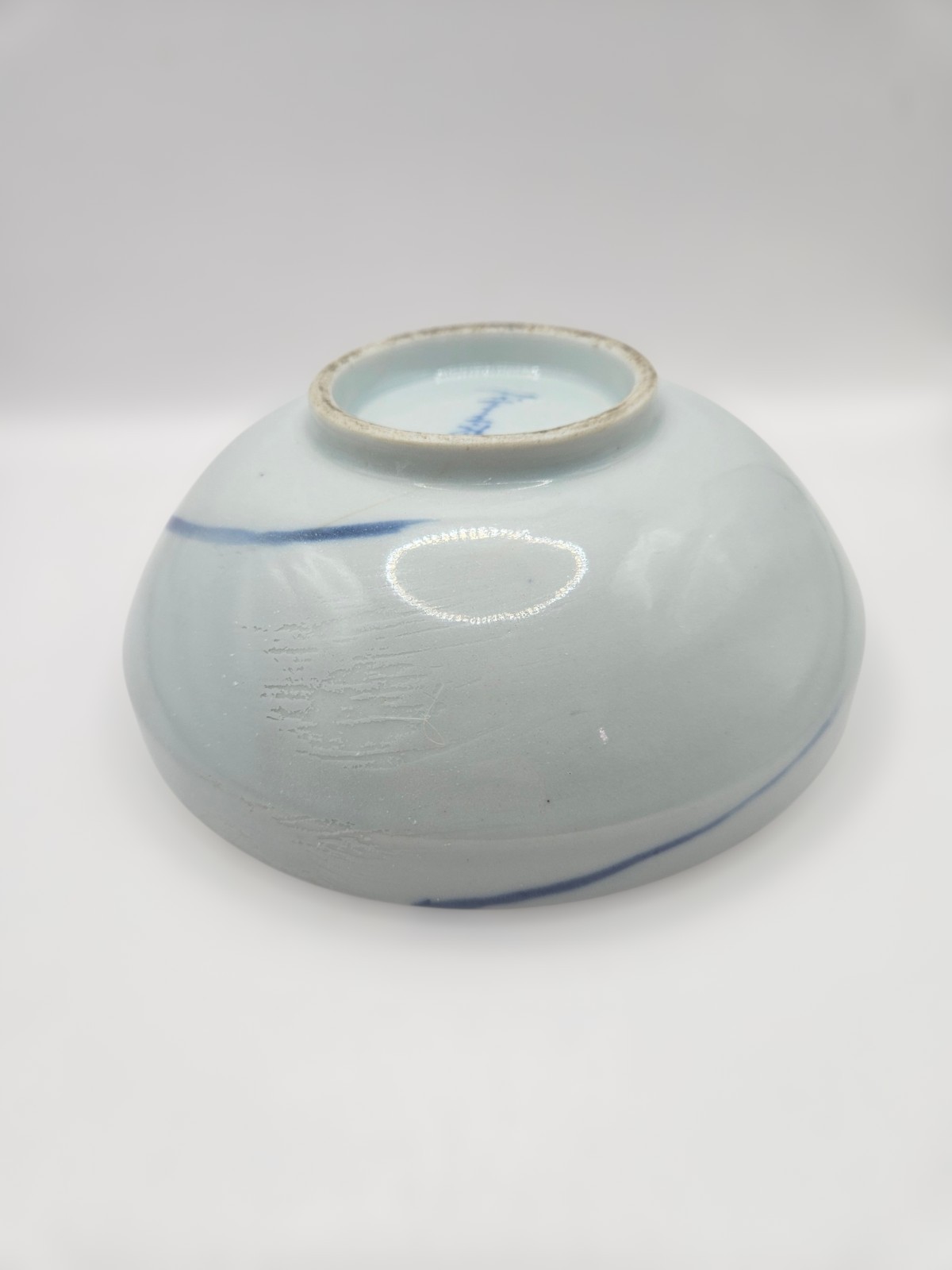 ​Antique Japanese Taisho Blue White Porcelain Bowl Signed Lobster Ise Ebi Mingei