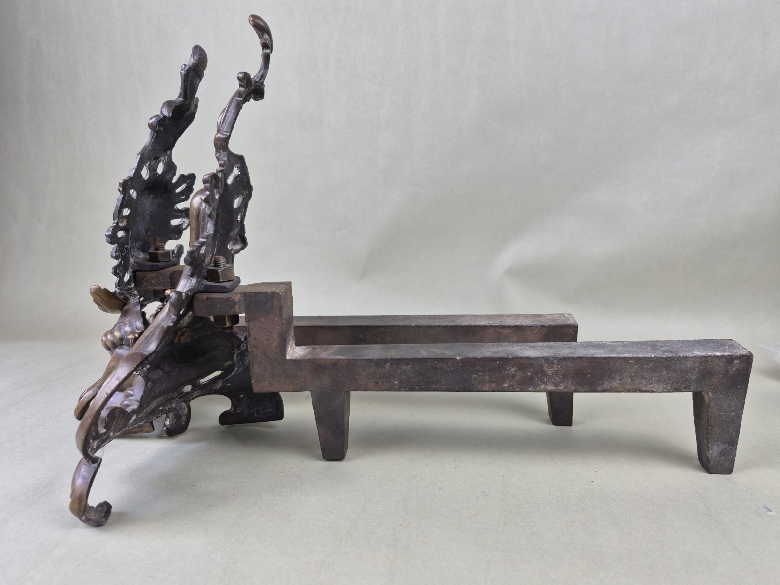 Antique FRENCH ROCOCO BRONZE Fireplace Andirons BAROQUE Fire Dogs Estate Luxury
