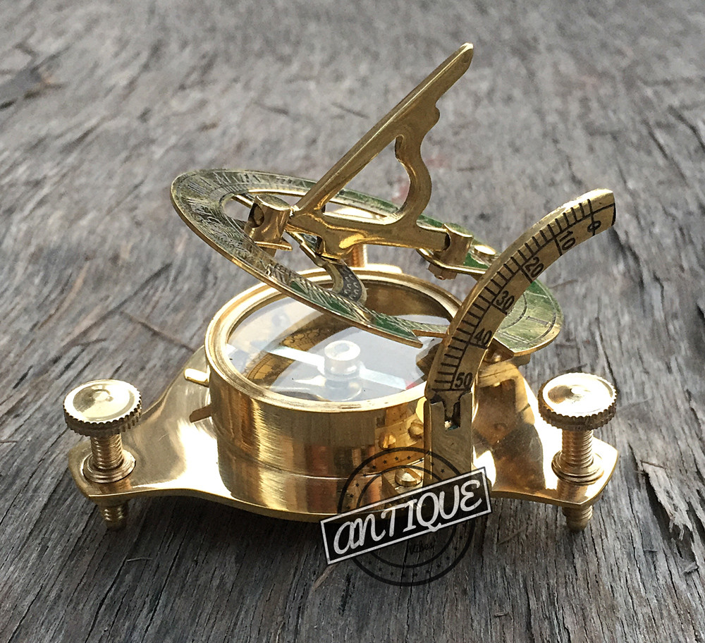 Vintage London west maritime antique SUNDIAL COMPASS brass nautical Christmas Gi