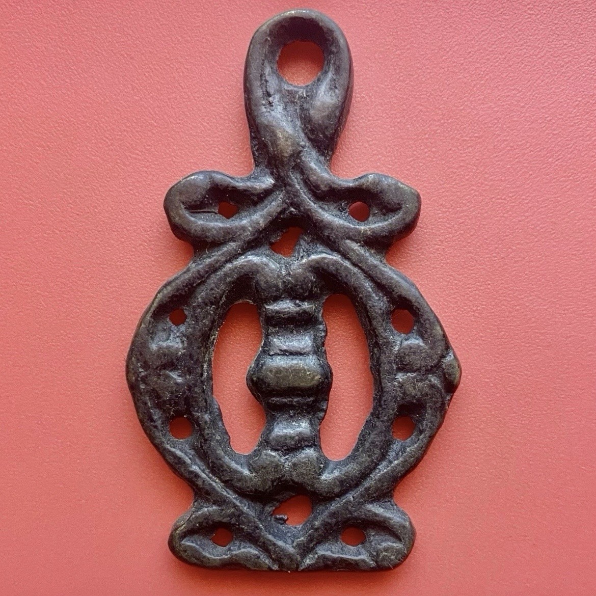 China Amulet Pendant, Old Buddhism Antique, Bronze Piece, Unknown Age.