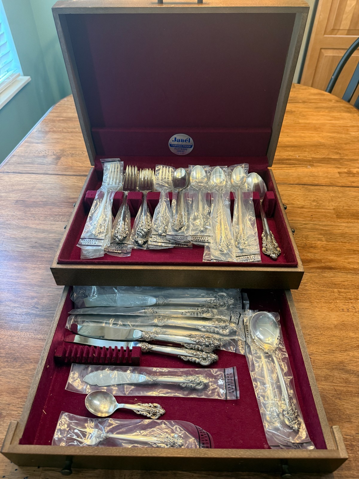 Grande Baroque by Wallace Sterling Silver Flatware Set For 9 Service 50 Pieces