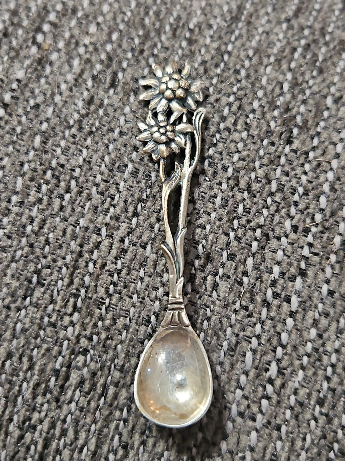 Zurich Swiss .800 Silver Souvenir Spoon Flowers Sterling Silver Minature