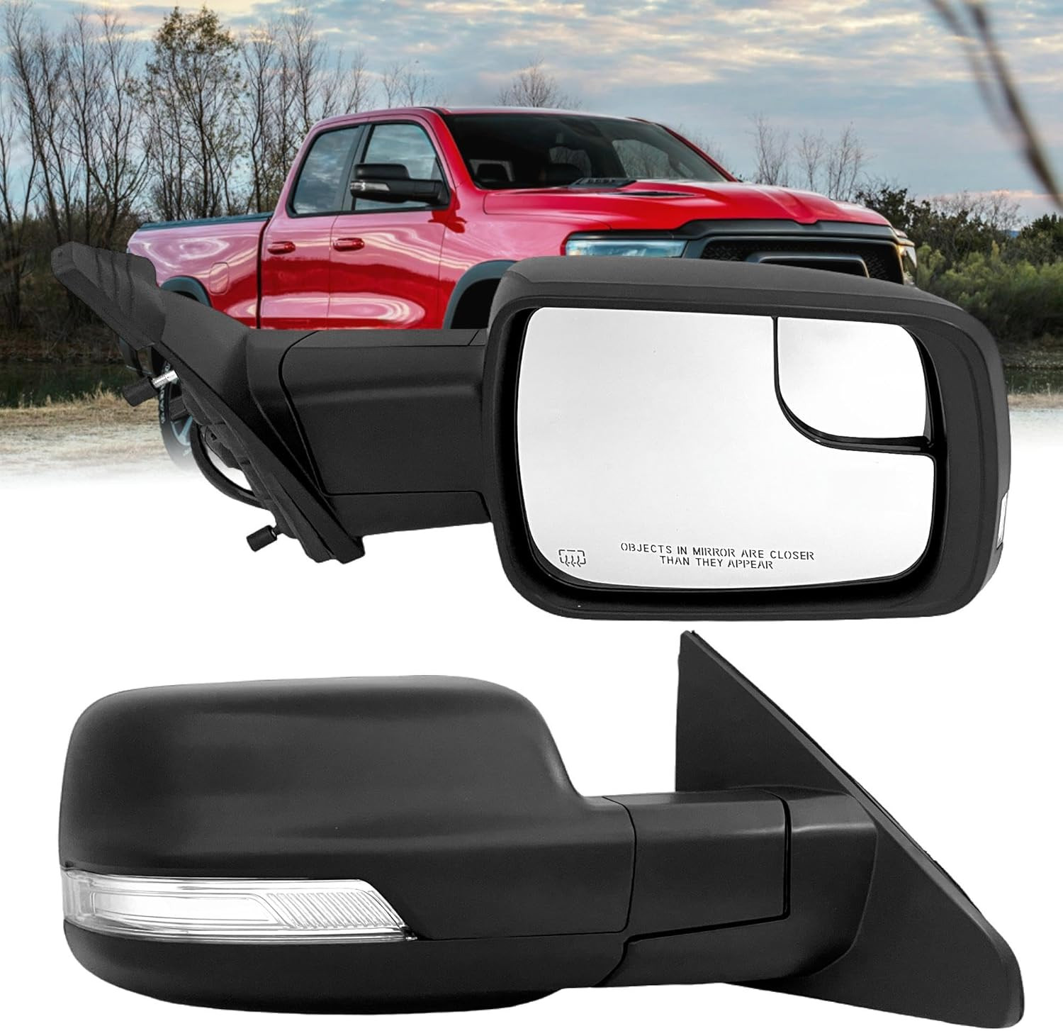 Right Passenger Side Mirror Compatible with Dodge Ram 1500 2019-2024 with Power