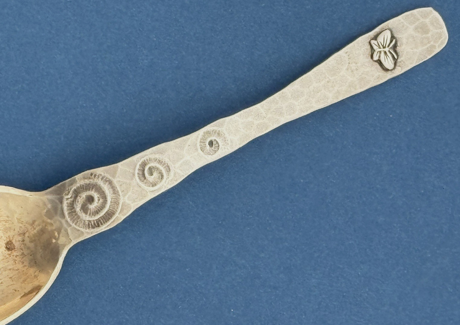 TIFFANY AESTHETIC Hammered Sterling Spoon APPLIED BUTTERFLY