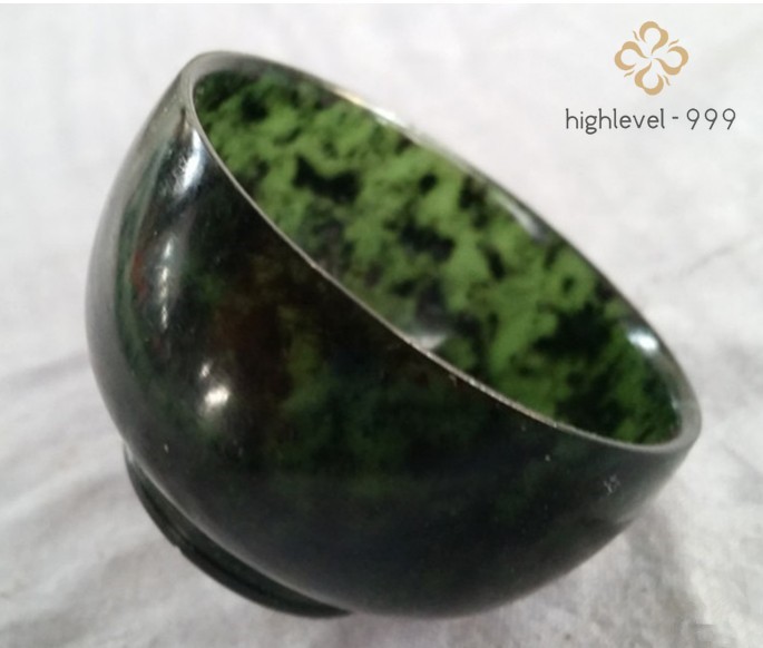 Natural Black Green Jade Cup Bowl Jade Winebowl Diameter 5.2cm 2inch