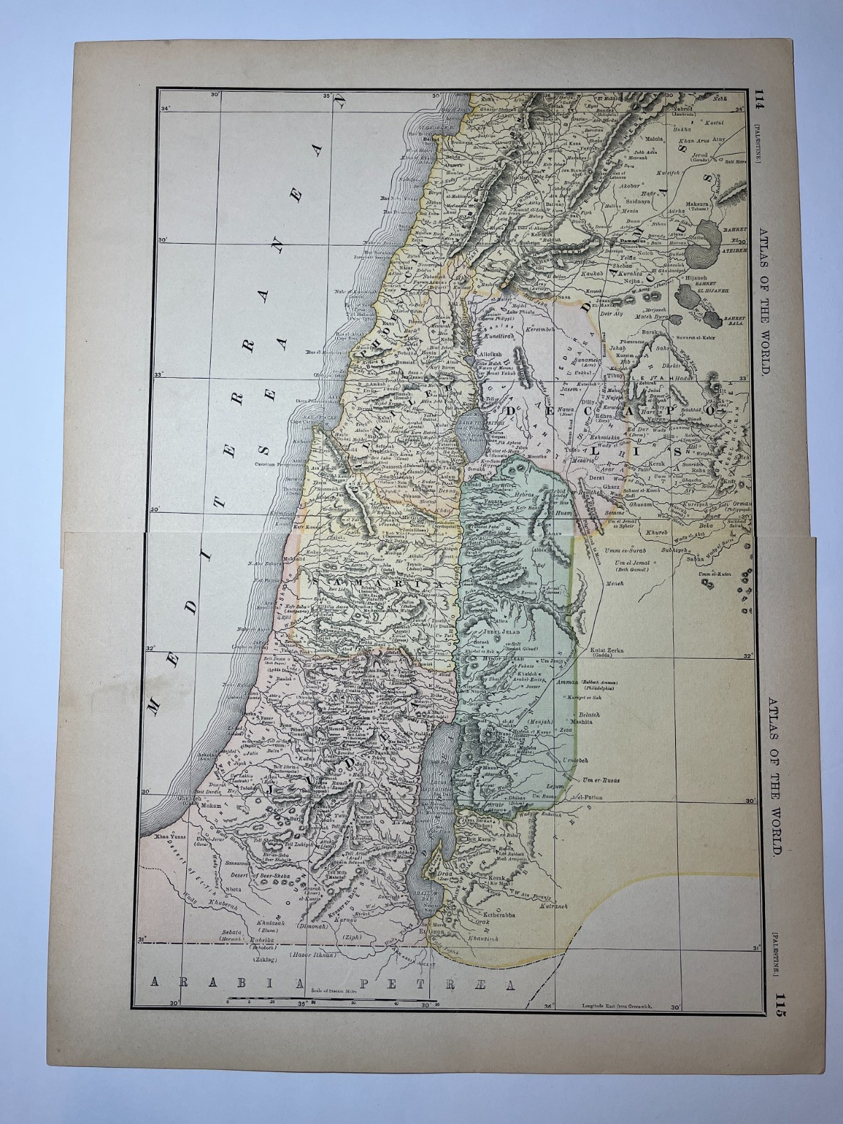 1889 Map of PALESTINE by Rand McNally fm 1889 General Atlas SEE DESCRIP