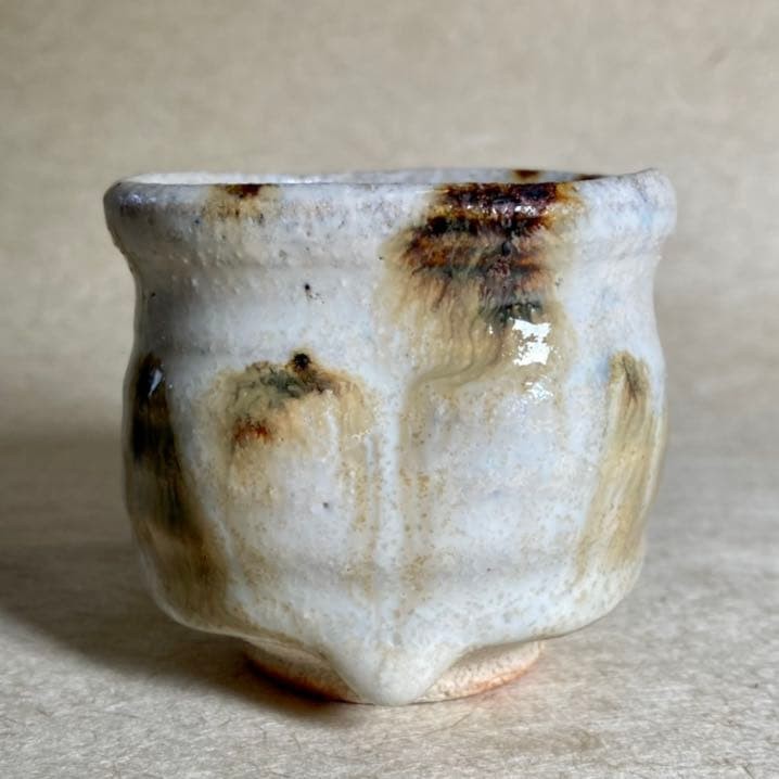 Traditional Madara Karatsu Ware Guinomi Sake Cup Pottery W2inch Japan Antique