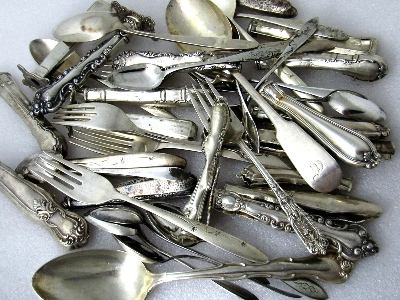 🤑 💲 STERLING SILVER LOT SCRAP 1120gr. FLATWARE LOT