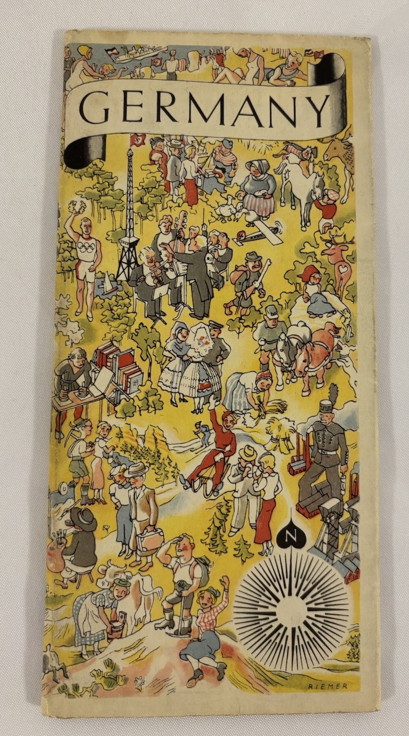 1930’s Walter Riemer tourist Map of Pre-WWII Germany for 1936 Berlin Olympics