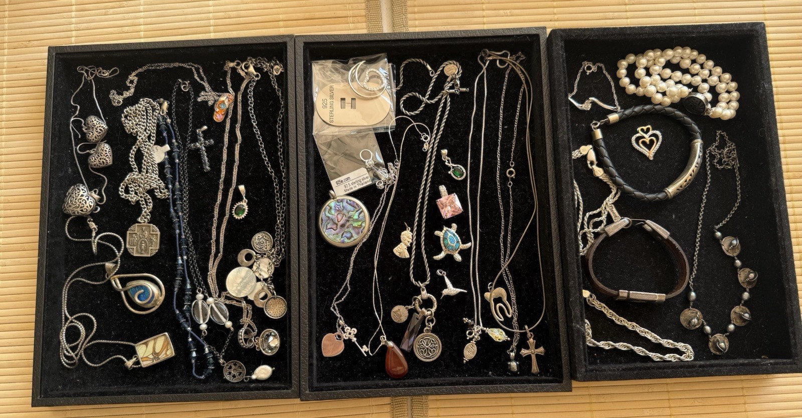 Sterling 925 Jewelry Lot 272g Wearable Stones Rings Bracelets Earrings Charms