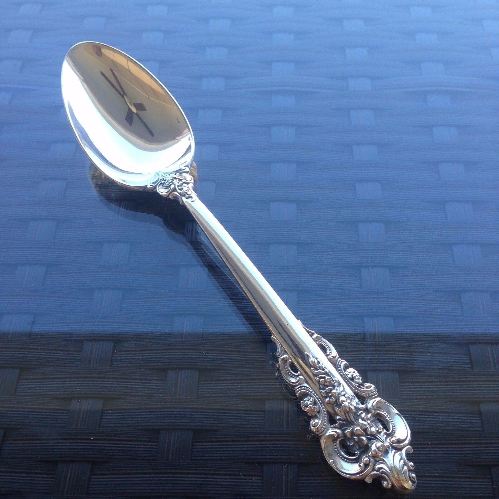 MINT 7″ WALLACE GRANDE BAROQUE OVAL PLACE SOUP SPOON STERLING SILVER GRAND