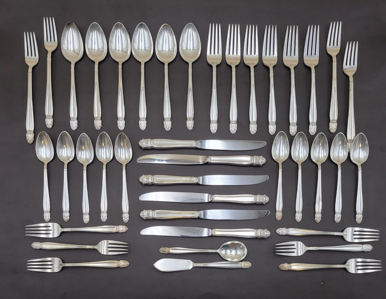 Service for 6 DANISH PRINCESS Silverplate Holmes & Edwards Flatware Set in Case