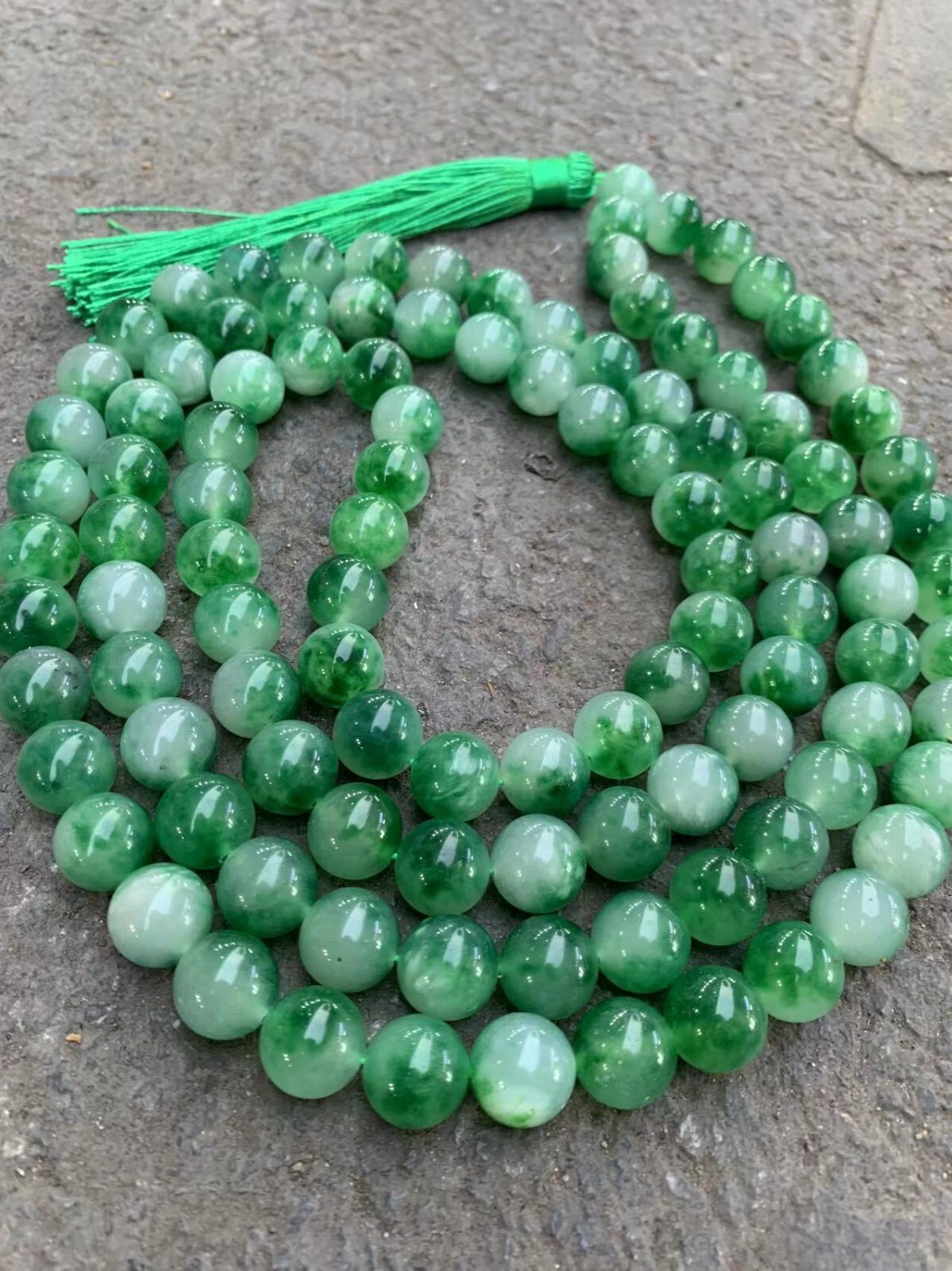 12mm Certified Natural Ice Green Myanmar Jade jadeite 108 Round Beads Necklaces