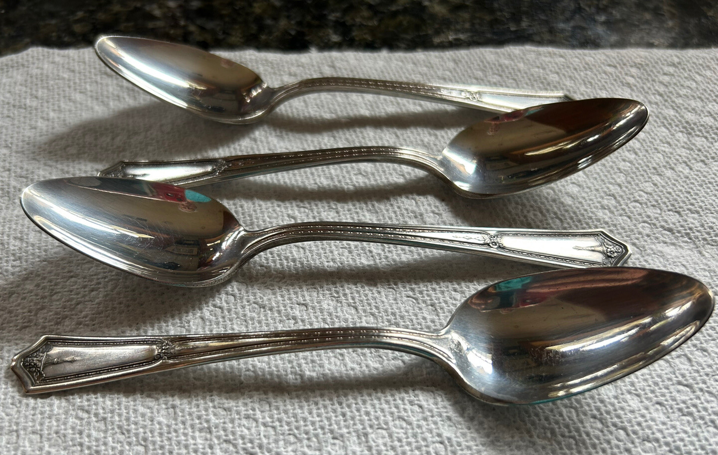 Vtg Set 4 Teaspoons 6″ Bouquet Vendome 1924 International Silver Silverplate