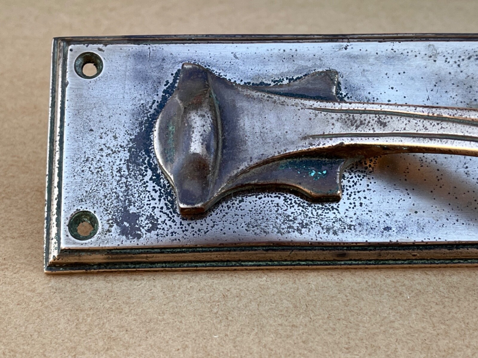 Antique CWS COOP Art Nouveau Cast Brass Bronze Pull Door Handle Pub Bar Shop