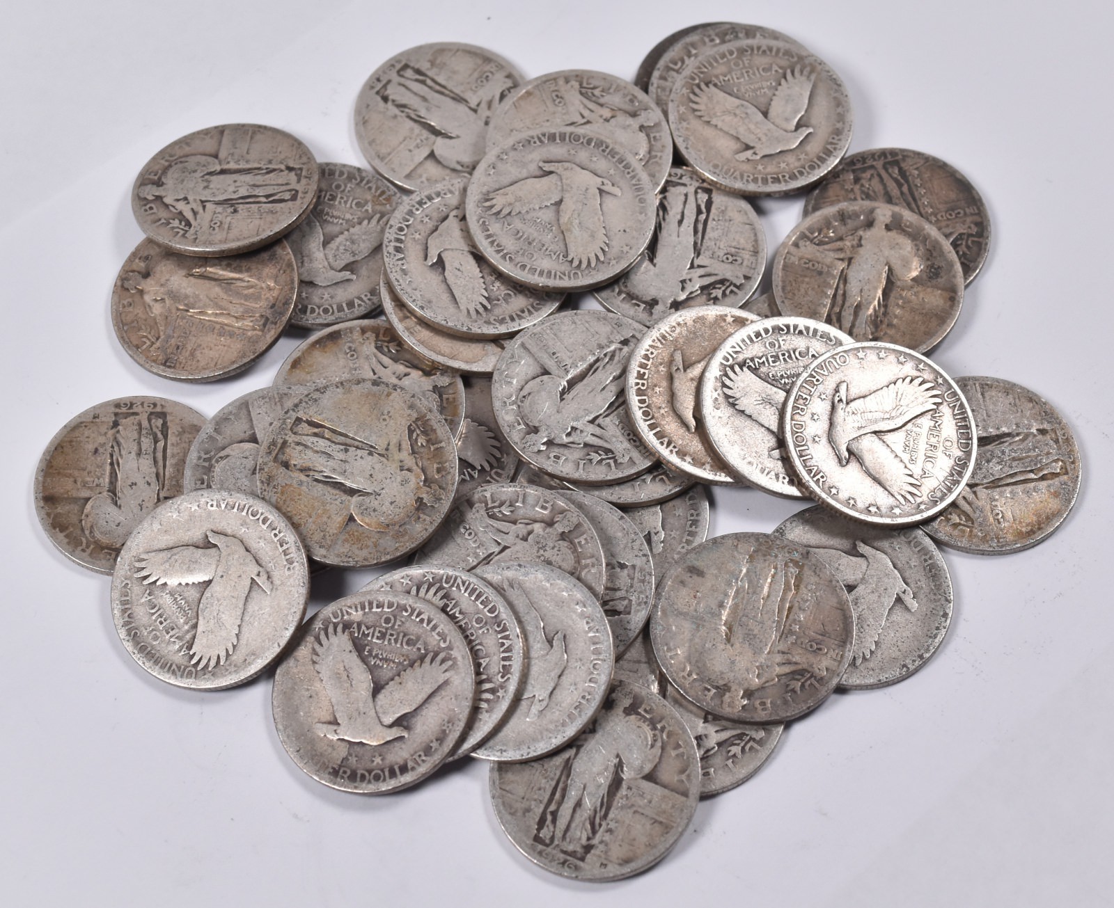 1925-1930 Average Circ Standing Liberty Quarter Random 5 pieces
