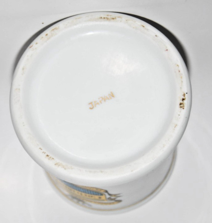 Vintage 1950s Coricidin D Apothecary Jar Made in Japan – White & Gold Ceramic