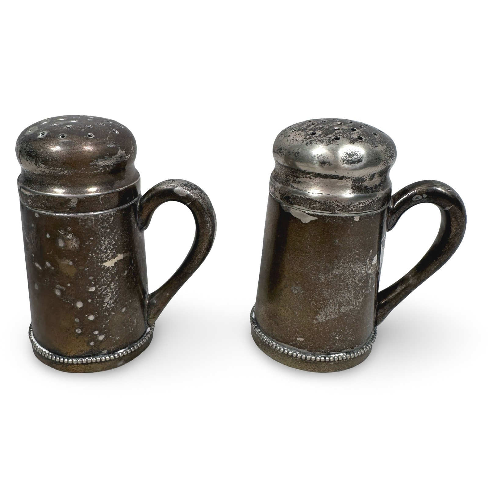 Antique Art Silver Co Edwin Snyder Silverplate Muffineer Sugar Shaker Pair 2