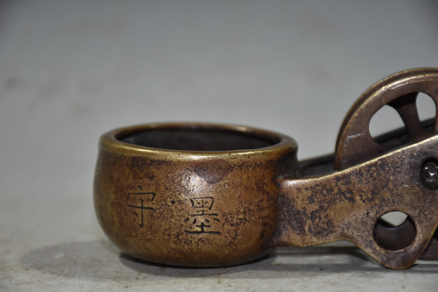 5.1″ China Old Antique Collection Bronze Lettering Ink Marker Free Shipping