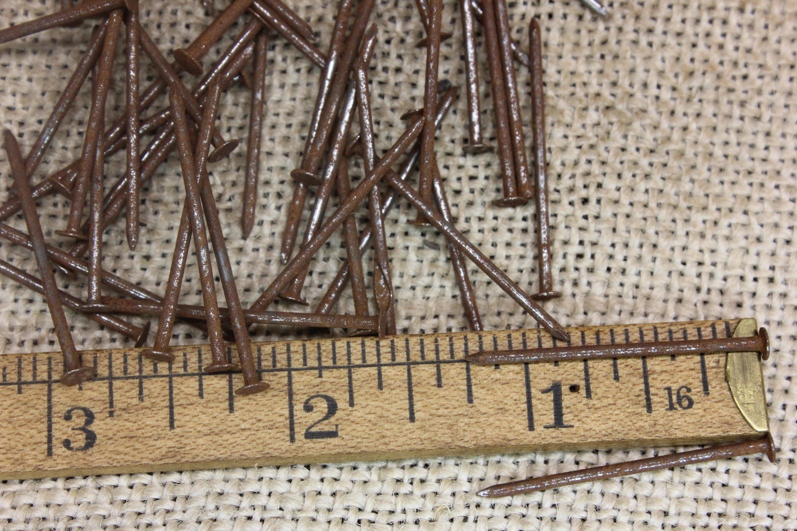 1 1/4” Old Round Head Wire 100 Nails 1/8” Heads 1950’s Vintage Rustic Patina