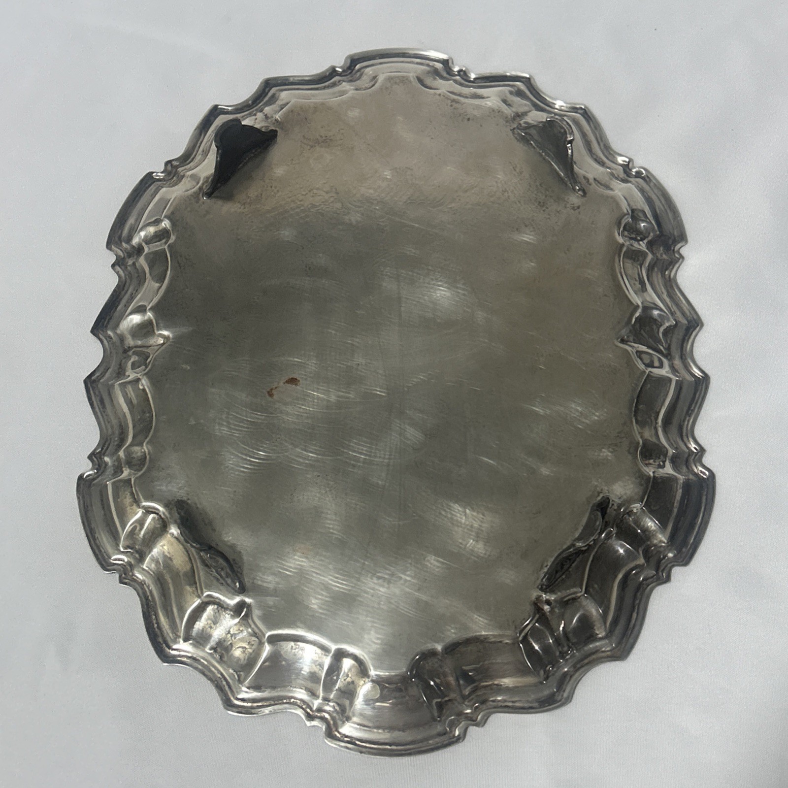 Vintage F.B. Rogers Silver Co 5737 Silverplate Footed Serving Tray Platter 14”