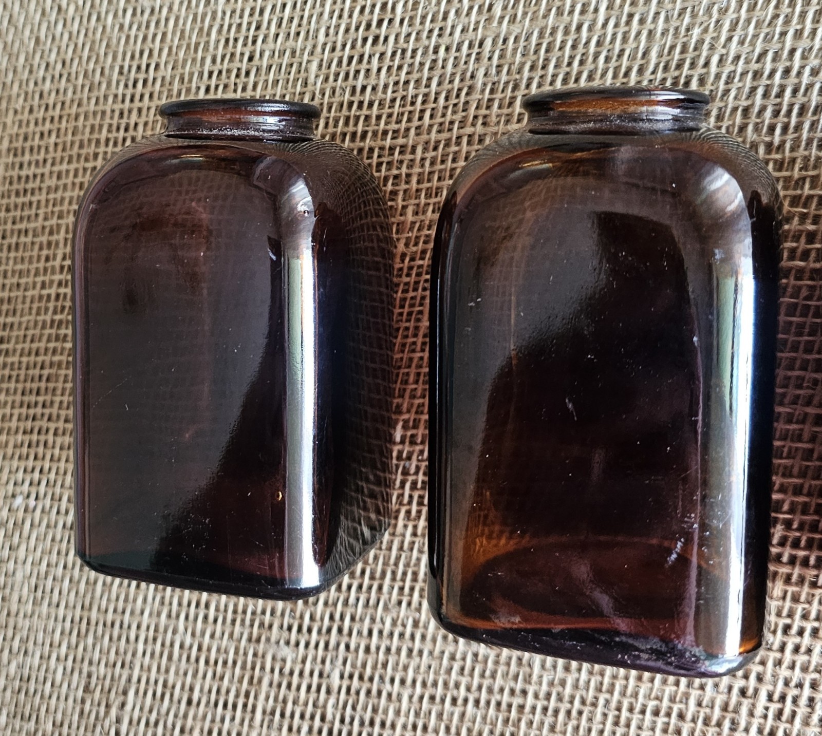 4 Vintage Amber Brown Glass Snuff Bottles 4″ & 3.25″