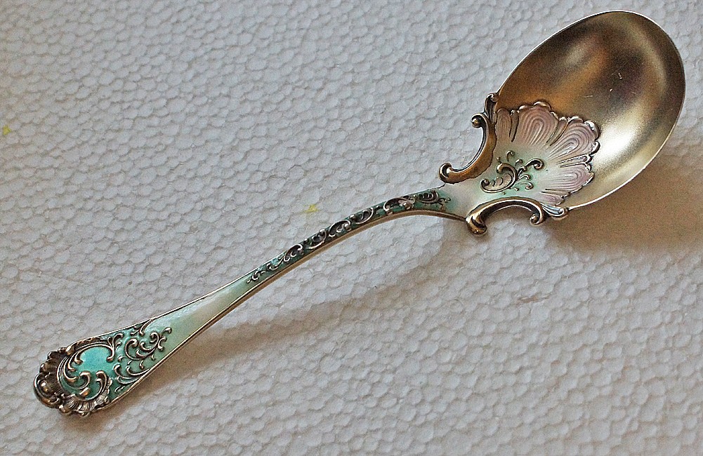 Shiebler Enameled Sterling SERVING SPOON MAITENON 1895 EXCELLENT NO MONO 56g