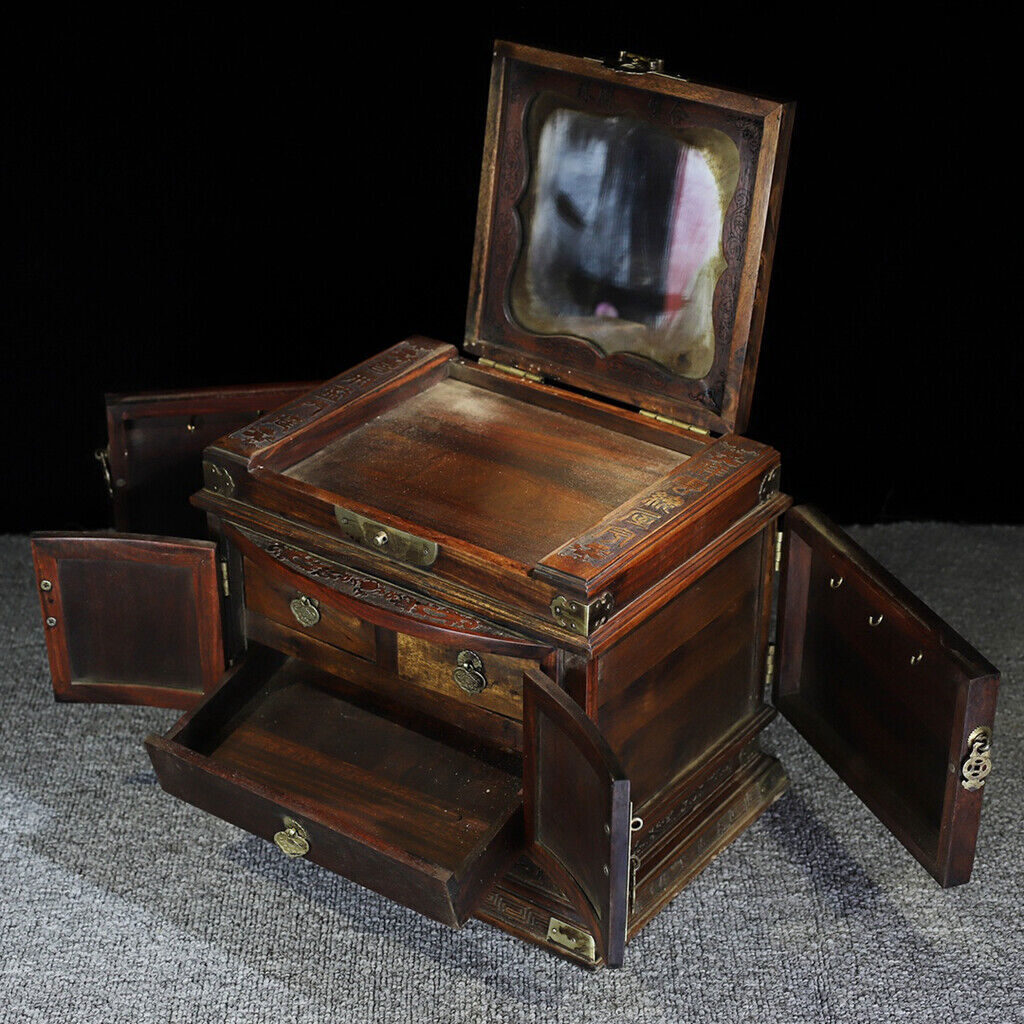 Chinese Antiques Natural Rosewood Handcarved Exquisite Dressing Boxe