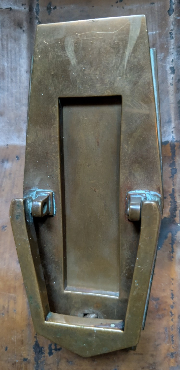ART DECO DOOR KNOCKER / LETTERBOX – Vintage Brass Salvage Door Knocker Antique?