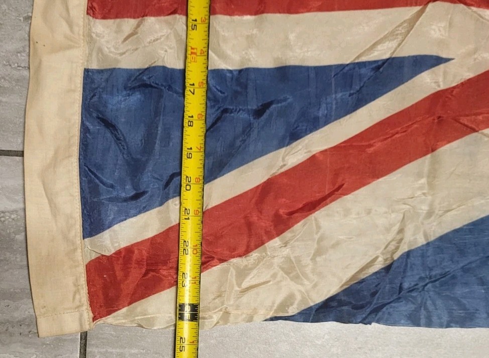Antique Union Jack United Kingdom British Silk Flag 53” x 24”