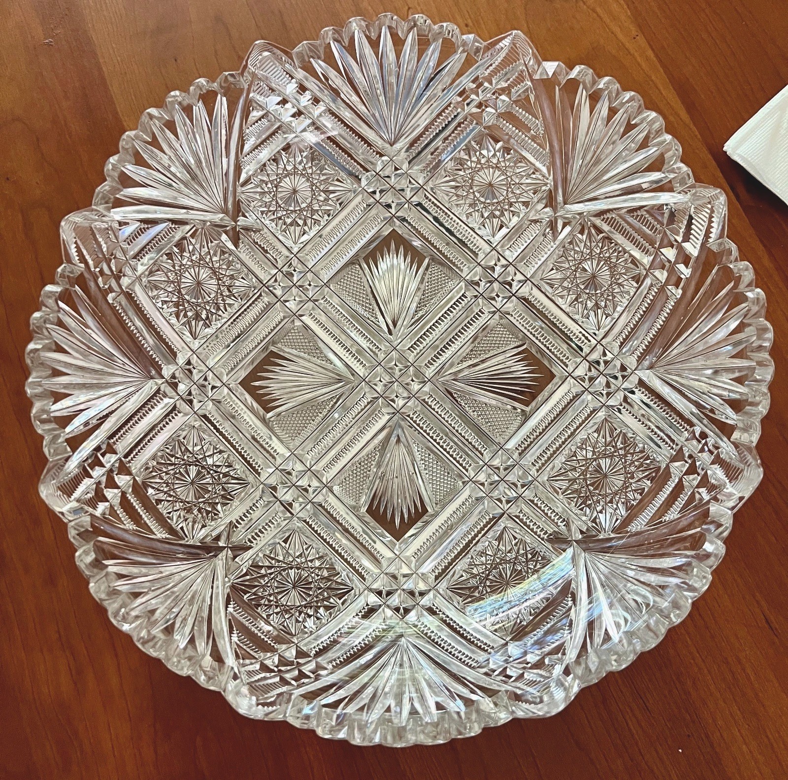 Antique Fruit Bowl ABP American Brilliant Period Cut Glass, circa 1890-1916 10″