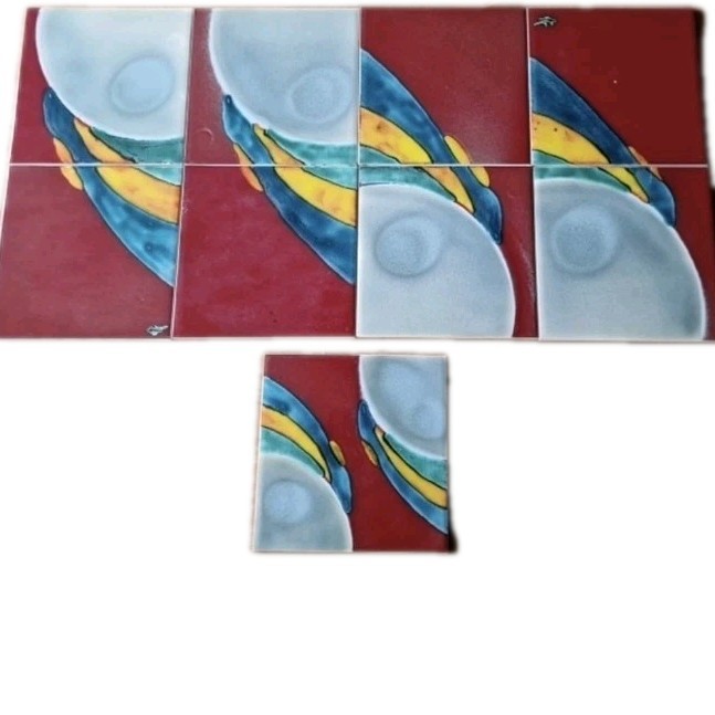 Signed A Clarke Johnson Vintage Designer Tiles 6″x6″ Ceramic Set 9 England 15cm